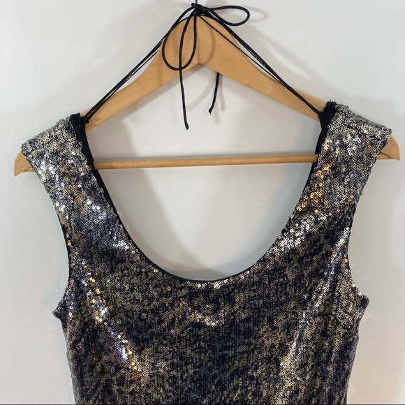 Aqua Brand, Metallic Sequin Club Mini Dress, Size 6 - Picture 4 of 7